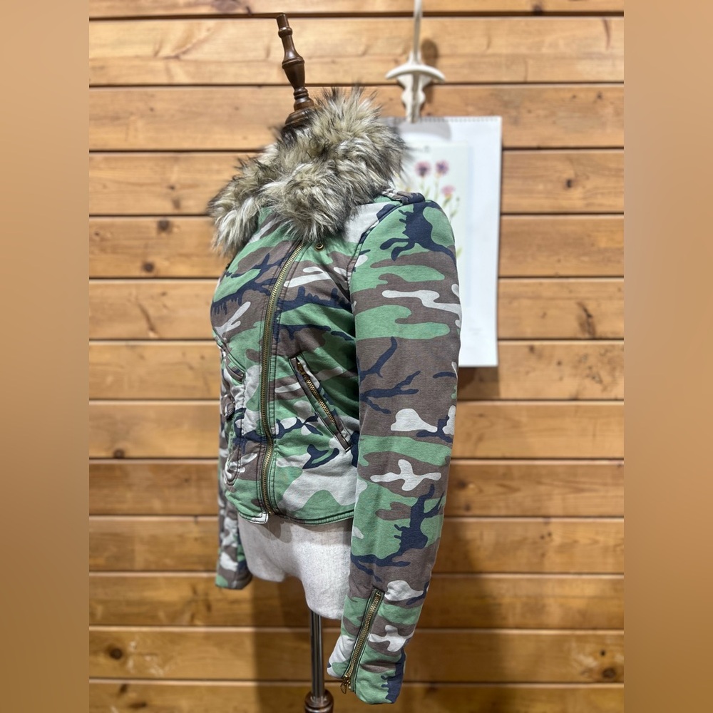 Denim & Supply Ralph Lauren Camo Moto Jacket w/ Faux Fur Collar Deadstock Size M - Picture 9 of 16